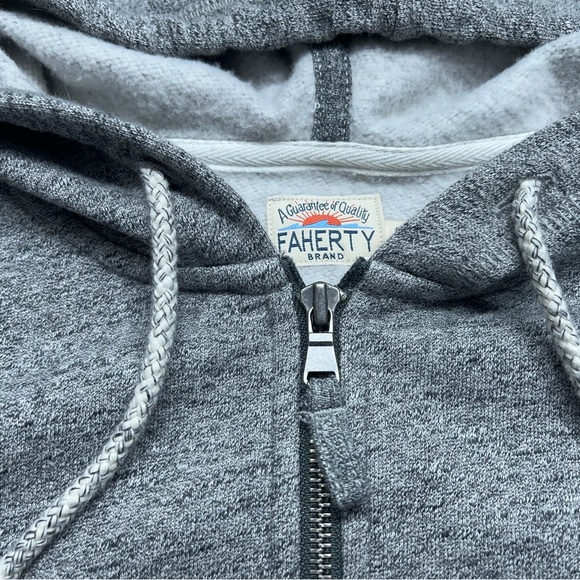 Faherty Full Zip Hoodie Mens Size Medium Gray Cotton Fleece Lined Huckberry - Picture 10 of 13